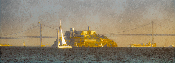 San Francisco, California - Alcatraz and the Bay Bridge